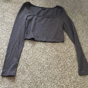 small, grey, cropped long sleeve
